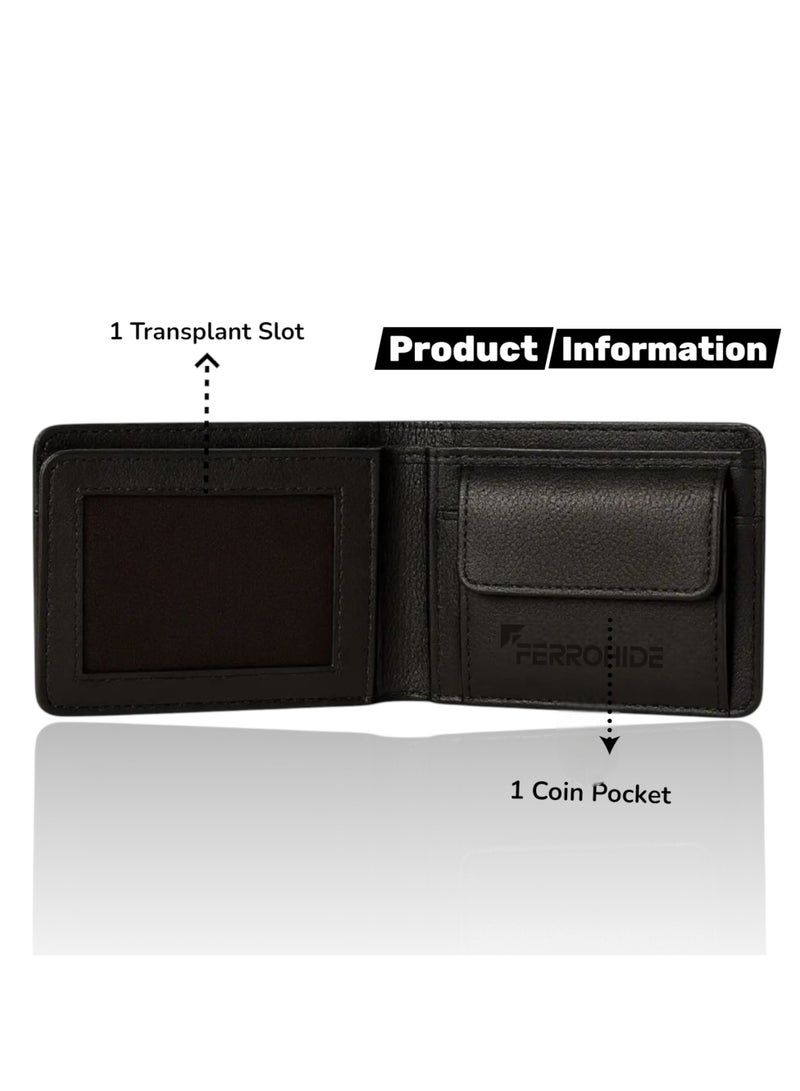 FERROHIDE Men’s Slim Leather Wallet – Classic Black Bifold Wallet with Multiple Card Slots & Cash Compartment – Minimalist Design for Daily Use - Image 3